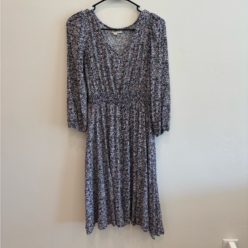 Floral V-Neck Long Sleeve Dress